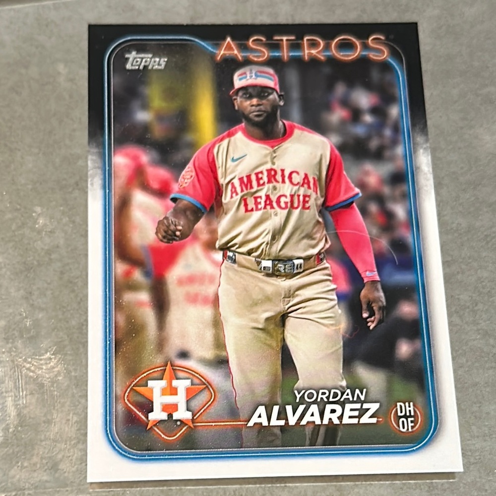 Topps Astros Baseball Card with Red and Cream Design